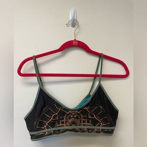Urban Without Walls Black Gold Metallic Aztec Geo Reversible Bikini Top Sz L